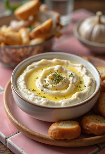 Bagna cauda tejföllel, gazdag, krémes szósz friss petrezselyemmel és zöldségekkel tálalva.