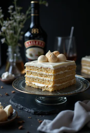 Baileys krémes torta tálalva