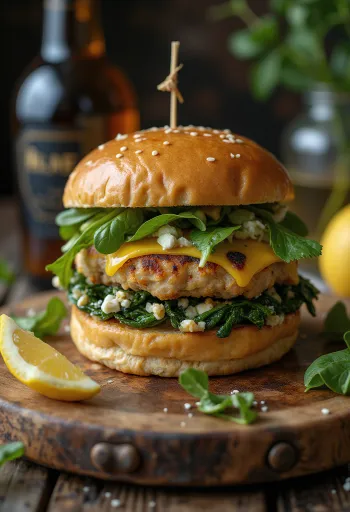 Csirkés-spenótos hamburger grillezett csirkével