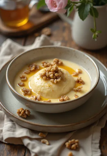 Diós panna cotta tálalva