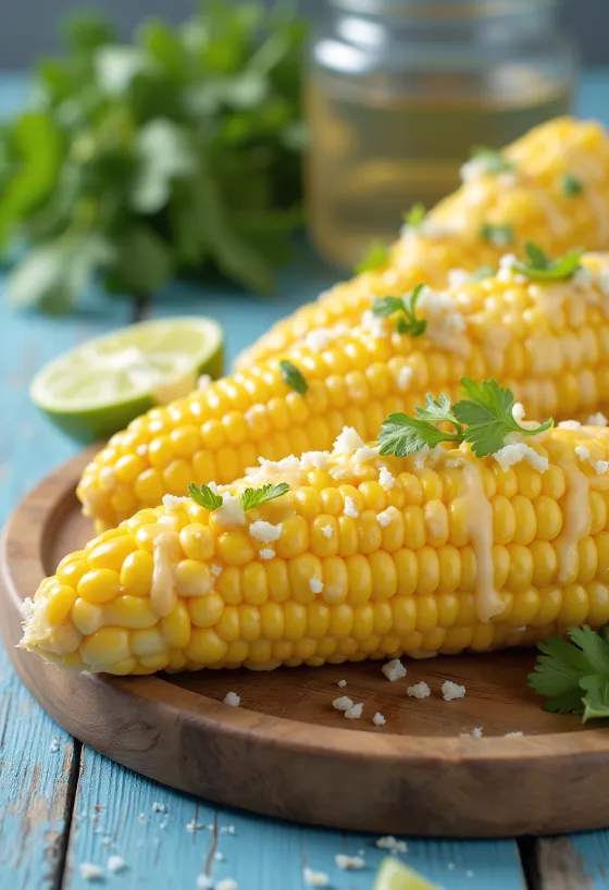 Elote majonézzel – friss kukorica majonézzel, sajttal és tejföllel tálalva