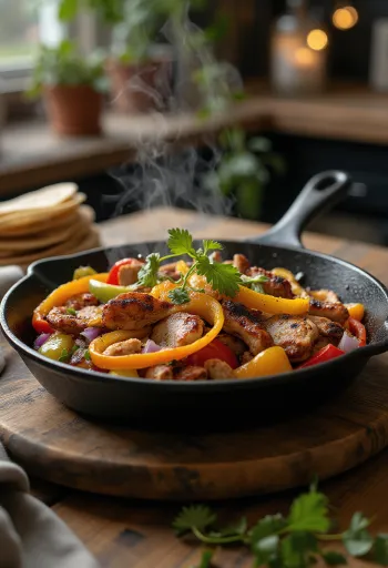 Fajitas sertéshússal tálalva