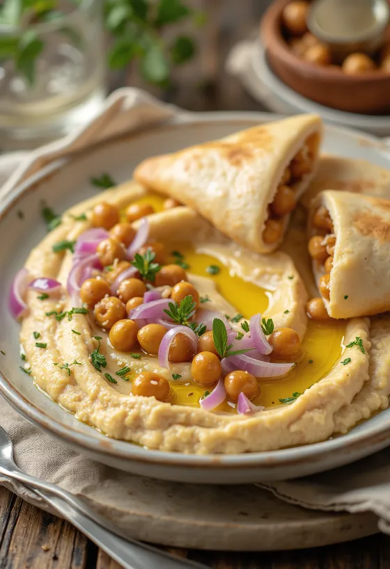 Hummuszos pita friss zöldségekkel
