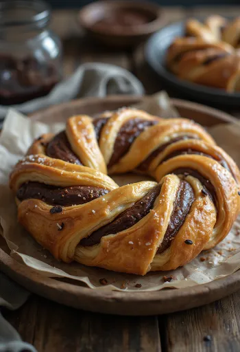 Kringle csokoládés töltelékkel frissen tálalva
