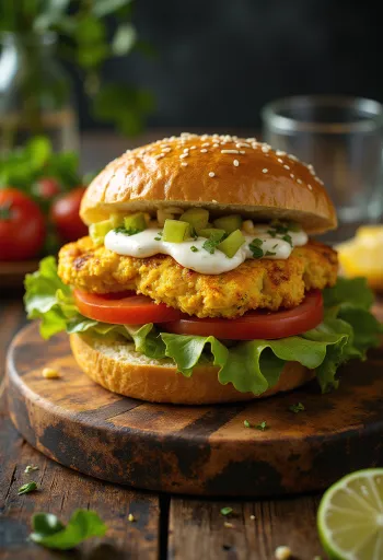 Kurkumás Burger tálalva