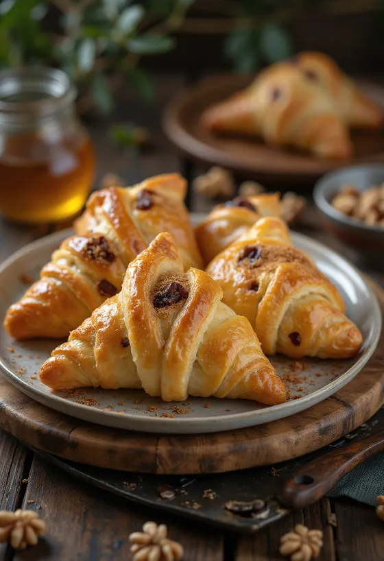 Mézeskalácsos és diós samosa tálalva