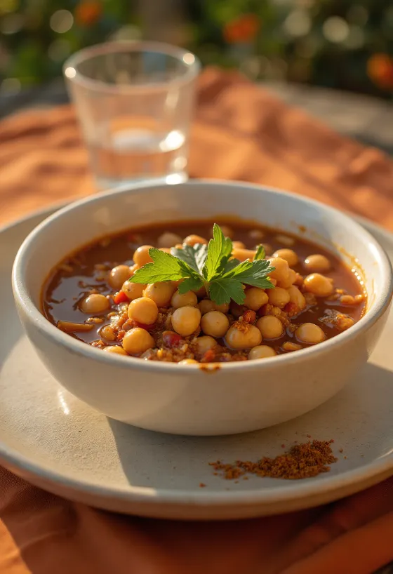 Pozole con garbanzos tálalva lime-mal, korianderrel és friss zöldhagymával