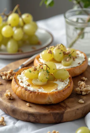Szőlőkrémes bagel tálalva