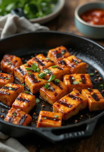 BBQ grillezett tofu steak tálalva