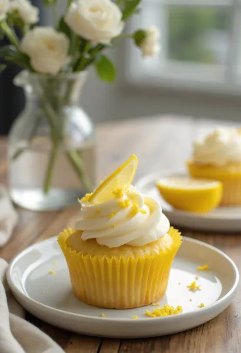 Citromkrémes cupcake tálalva