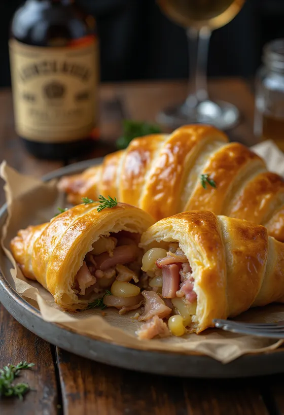 Cornish pasty füstölt hússal, friss tésztával és gazdag töltelékkel