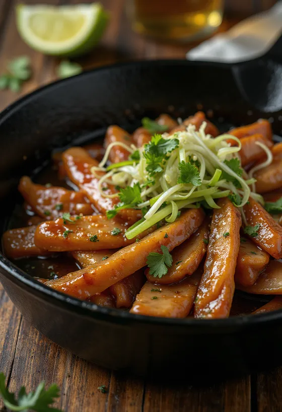Csirke Bulgogi tálalva, csirkehússal és lime-mal