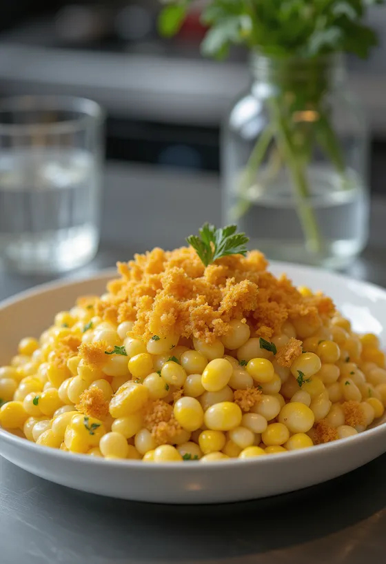 Elote pirított kukoricával tálalva, cheddar sajttal és lime szeletekkel