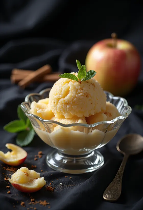 Fahéjas alma sorbet házi készítésű frissítő desszert