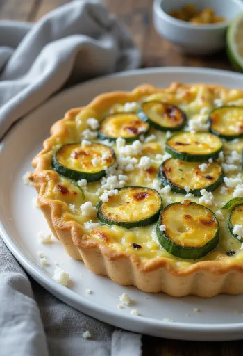 Grillezett cukkínis és fetás quiche frissen sütve
