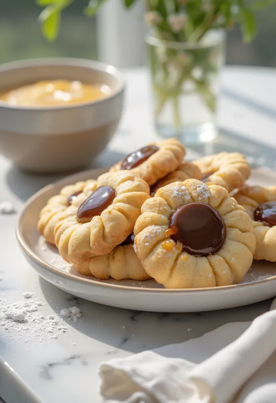 Karamellás linzer tálalva egy tányéron