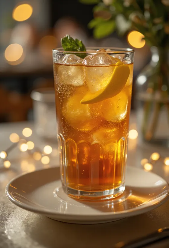 Long Island Iced Tea koktél citromszelettel díszítve