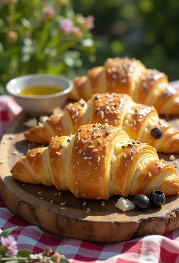 Olívabogyós croissant tálalva