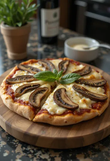 Vargányás pizza friss kakukkfűvel és parmezánnal