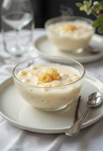 Tapioca puding vaníliával és tejjel, krémes állagban