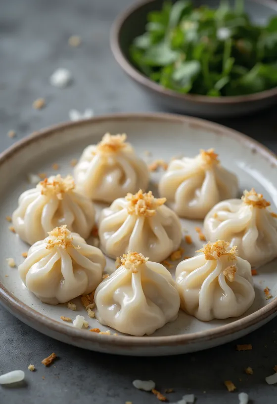 Vietnámi rizslisztből készült dumpling áttetsző, puha tésztával
