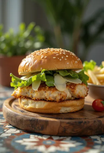 Cézár salátás csirkés hamburger grillezett csirkével