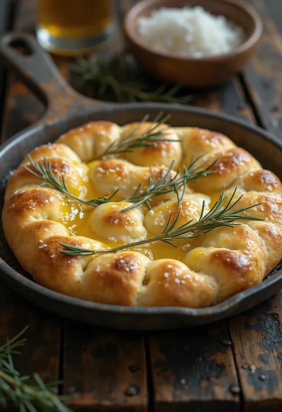 Frissen sült olasz focaccia rozmaringgal