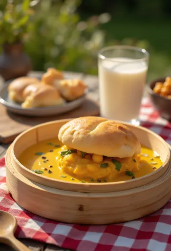 Currys csicseriborsós bao bun tálalva