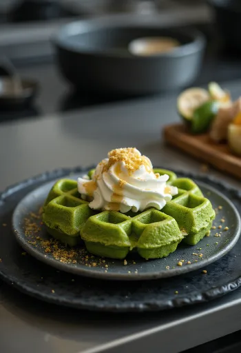 Japán Matcha Gofri tálalva
