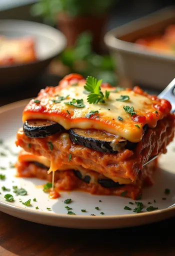 Szaftos keto padlizsános lasagne szelet