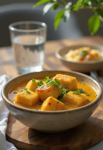 Korma tofuval, krémes és fűszeres indiai étel