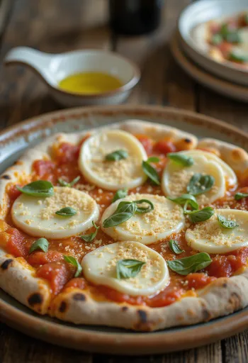 Pizza Cilentana mozzarella di Bufalával és provolone sajttal