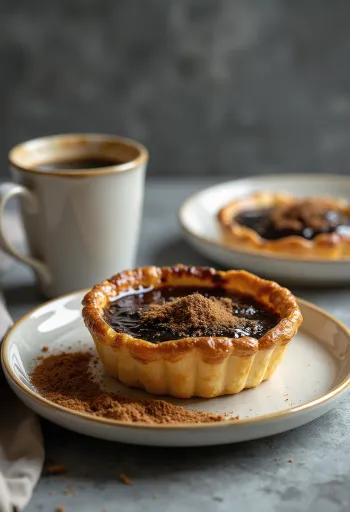 Tarte de nata karamellizált cukorral, gazdag krémes sütemény, leveles tésztával