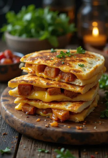 BBQ grillezett tofusajtos quesadilla tálalva