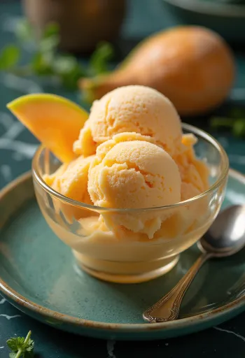 Cantaloupe Ice Cream tálalva