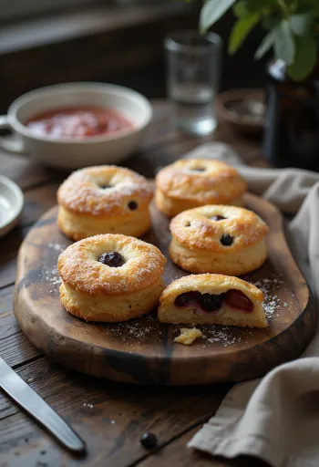 Eccles cake szilvával és mazsolával, aranybarna sütemények, frissen sütve