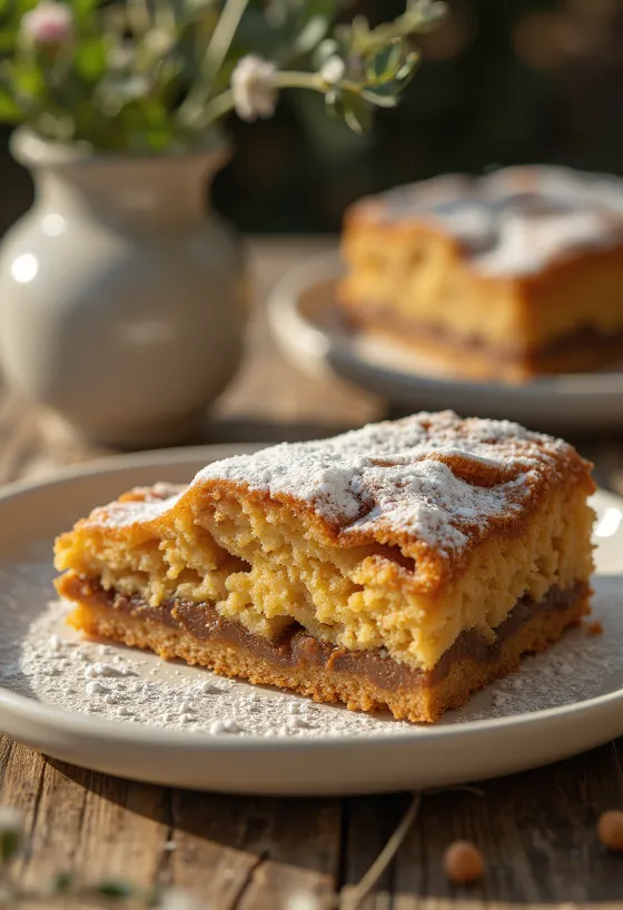 Gesztenyés-fahéjas torta tálalva