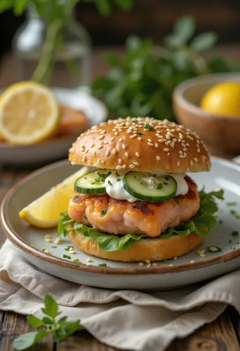 Lazac burger tálalva