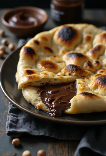 Nutellás naan kenyér tálalva