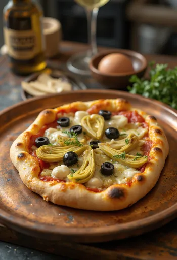 Articsókás pizza mozzarellával és parmezánnal