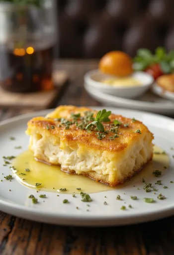 Saganaki gluténmentes panírral, ropogós feta sajttal tálalva