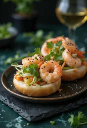 Wasabis garnélás bao bun tálalva