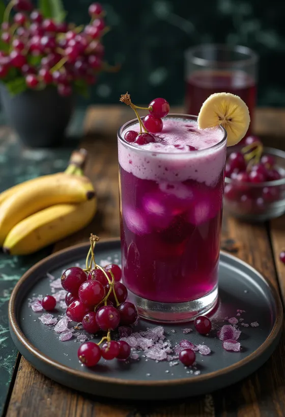 Banános-ribizlis punch pohárban