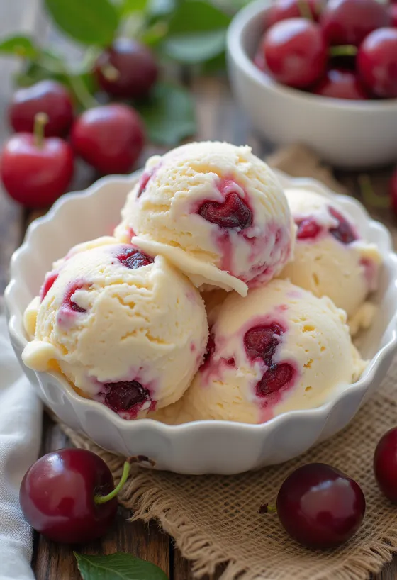 Cherry Vanilla Ice Cream tálalva