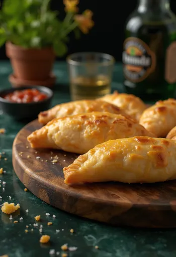Chilenai empanada de queso, finom sajtos töltelékkel, aranybarna tésztában
