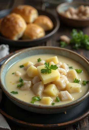 Cullen Skink vajjal, friss petrezselyemmel díszítve