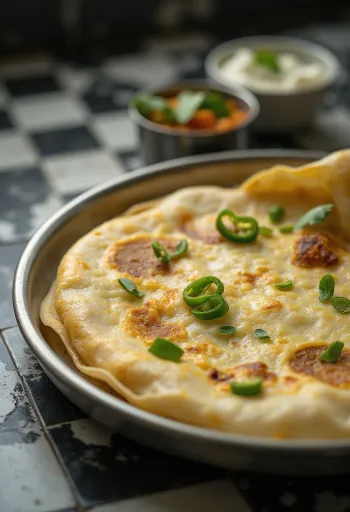 Curd dosa frissen, ropogósra sütve, joghurttal tálalva