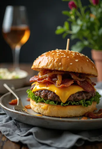 Dupla húsos hamburger két szaftos húspogácsával és olvadt sajttal