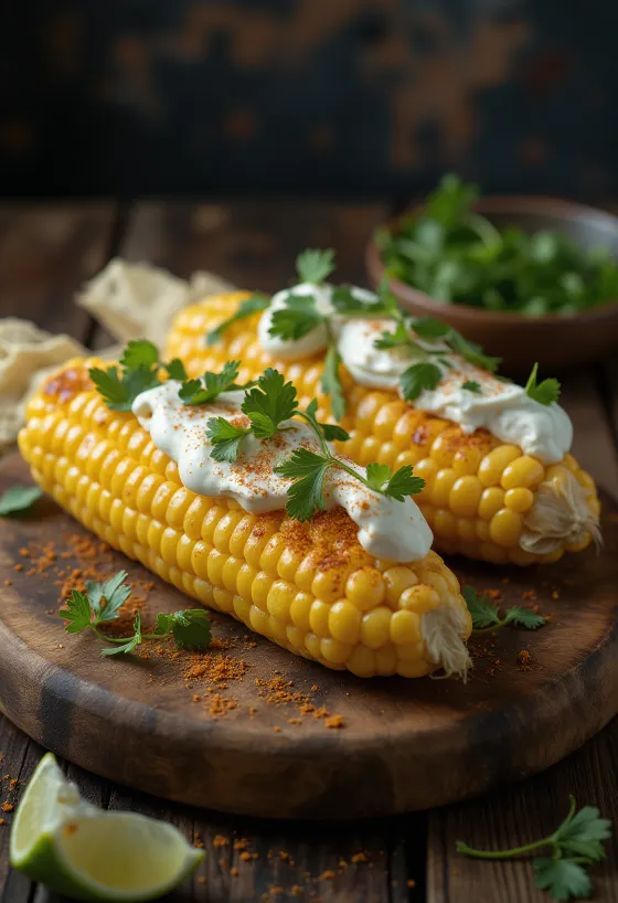 Elote tejföllel – friss kukorica tejföllel, sajttal és fűszeres paprikával tálalva