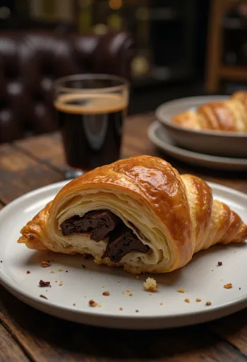 Étcsokoládés croissant tálalva